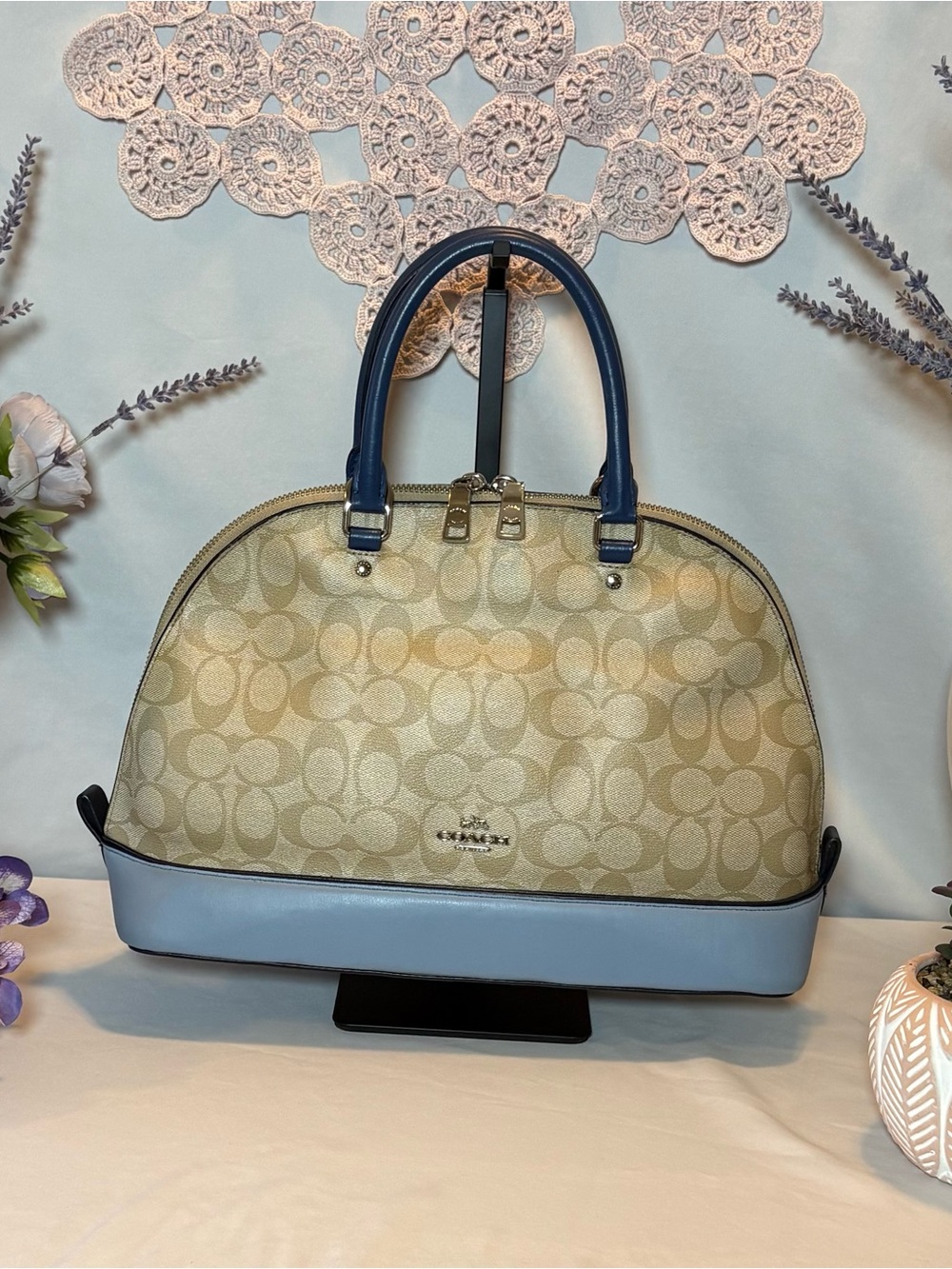 Coach Sierra Signature Dome Satchel, color blocking